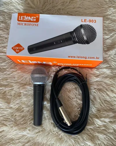 Microfone profissional lelong cabo 5 metros novo a pronta entrega