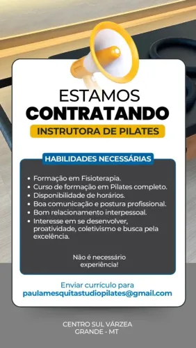 Vaga Instrutora de Pilates