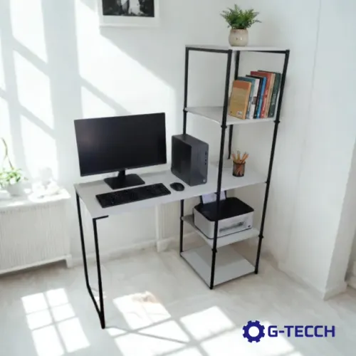 Mesa para Computador Industrial NOVA Escrivaninha com Estante Multiuso Notebook Escritório