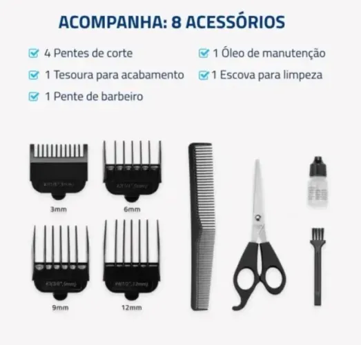 Máquina de Cortar Cabelo + Kit Completo Mondial