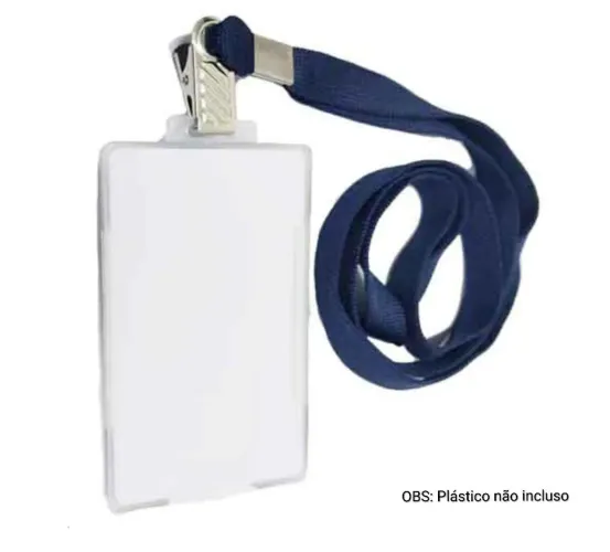Cordão para Crachá Jacaré Azul Marinho 10mm - 10 unidades