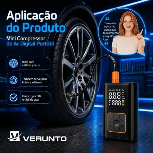 Compressor Portátil Car Air Pump Digital Com Visor Para Carro Moto