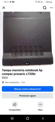 Tampa memória notebook Hp compac presario c720br
