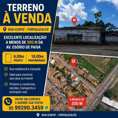 Terreno a menos de 300 metros da Osório de Paiva