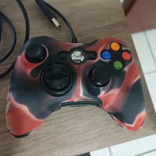 Controle de Xbox, modelo 360, conexão com adaptador para celular Android e px