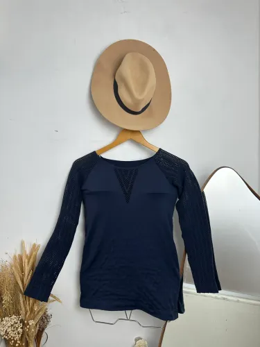 blusa segunda pele da lupo, tamanho m, na cor azul marinho