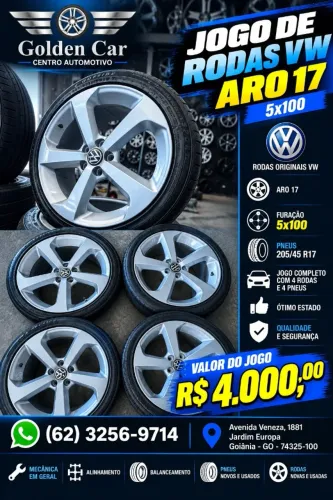 JOGO DE RODAS VW ORIGINAL ARO 17 - FURAÇÃO 5X100 - COM PNEUS 205/45 R17 - R$ 4.000
