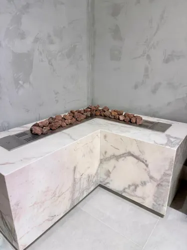 Lareira a Gás em Mármore Natural + Queimador Premium - Pronta para Instalação