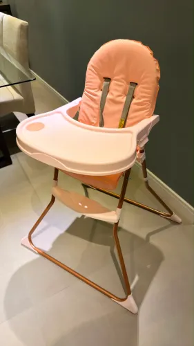 Cadeira alimentação menina rosa até 23kg compacta Galzerano cor rosa-claro