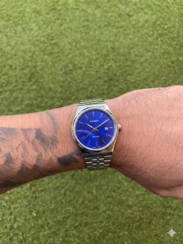 Relógio Caasio Classico Prata e Azul