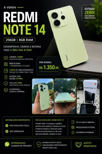 ? REDMI NOTE 14 | 256GB | 8GB RAM | IMPECÁVEL ?