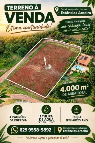 Terreno no condomínio de chácaras estâncias aroeira 