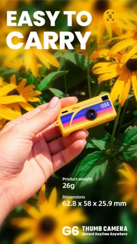 Mini Câmera G6 Thumb Camera - Amarela 1984