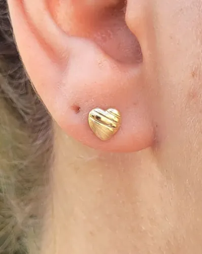 Brinco coração P. Ouro 18k DESCONTO