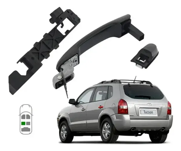 Maçaneta Externa Traseira Esquerda C/ Suporte Tucson Gl Gls Preto Traseira