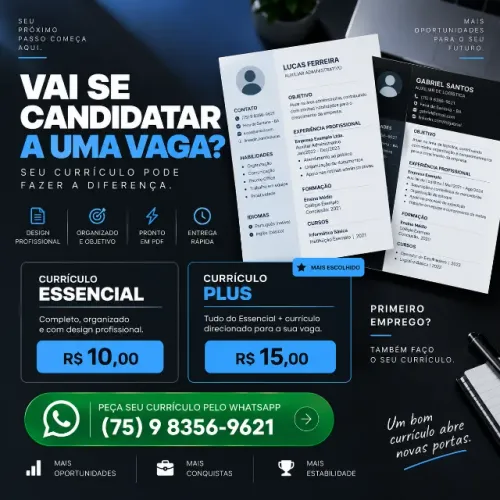 Faço Currículo Profissional - R$ 10