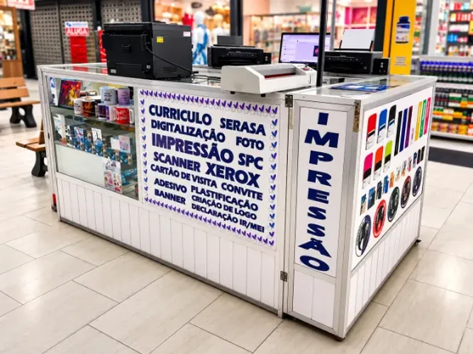 STAND COMPLETO DE GRÁFICA + EQUIPAMENTOS EM MADUREIRA
