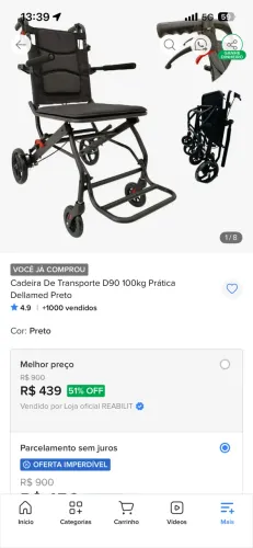 Cadeira de rodas portátil 