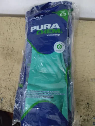 Luva Nitrílica Verde Premium Purachem 46CM S/forro CA 51128