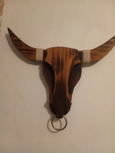 Vendo cabeça de gado trabalhado a mão em madeira maciça para decoração .
