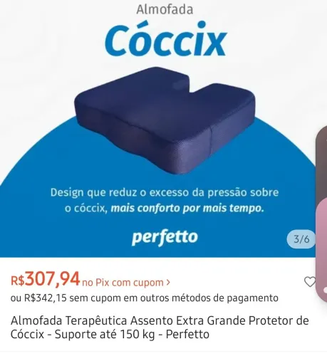 Almofada Coccix Anatômica XG Fisioterapia Recuperação Ossos Coluna