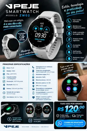 Relógio smartwatch PEJE