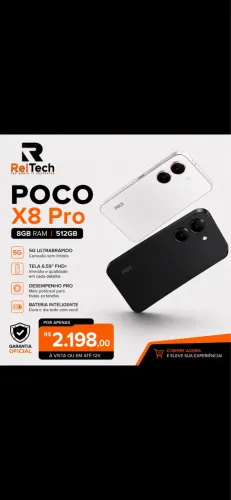 Poco X8 Pro 512Gb 8Gb RAM tela 6.59 - Branco e Preto