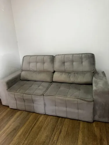 SOFÁ RETRÁTIL CINZA 2,15 X 1,00