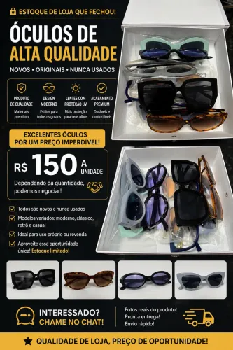 ÓCULOS NOVOS DE QUALIDADE! QUEIMA DE ESTOQUE DE LOJA | R$ 150 CADA (Negociável)