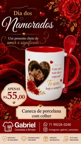 Caneca de Porcelana com colher 
