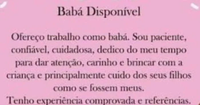 Trabalho como baba 