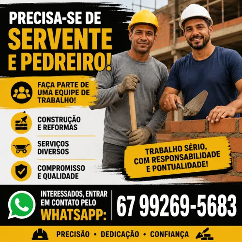 Vagas para trabalhar em obra
