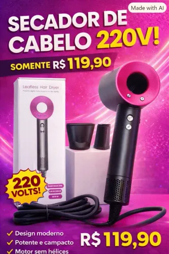 Secador de Cabelo Leafless Hair Dryer - Potente e Moderno