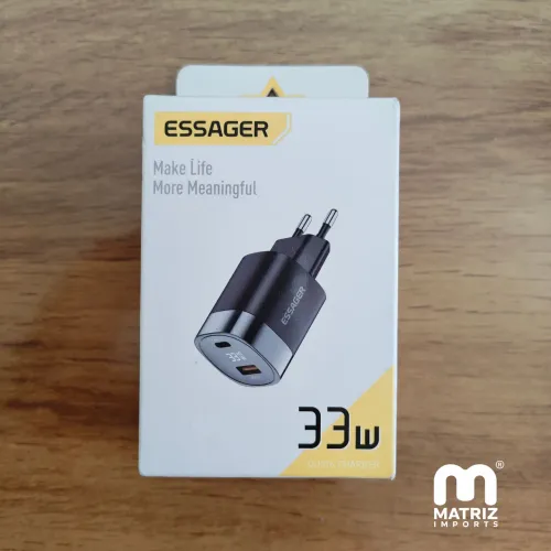 Carregador Turbo Essager 33W USB-C + USB-A | Carregamento Rápido | Novo