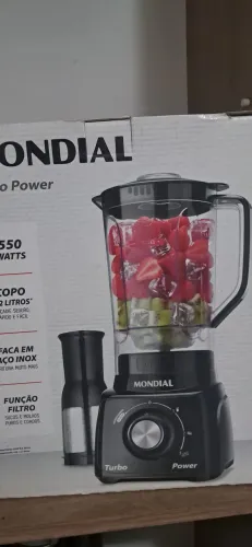 Liquidificador Mondial Turbo Power L-99 FB Copo San Cristal 3 Velocidades 550W Preto