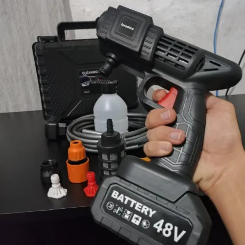 Lavadora Portátil de Alta Pressão Sem Fio com Bateria 48V, 6 Tipos de Jato e Maleta