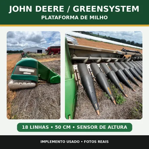 Plataforma de Milho John Deere / GreenSystem - 18 Linhas 50 cm - Sensor de Altura