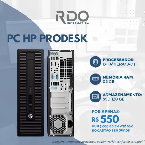 PC HP Prodesk I3-4ªGeração 8GB RAM SSD120GB - Barato e potente!