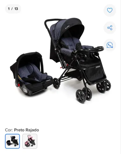 Carrinho de bebê e bebê conforto cosco