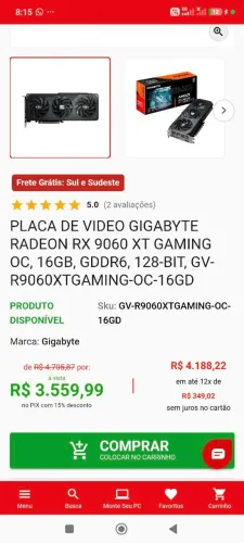 VENDO PLACA DE VÍDEO RX 9060 XT 16 GB