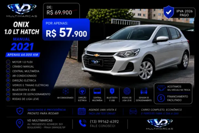 Chevrolet Onix Hatch LT 1.0 12V Flex Mec. 4P 2021