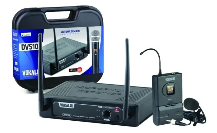 Microfone Sem Fio Vokal DVS10 UHF com Headset e Maleta - Conservado