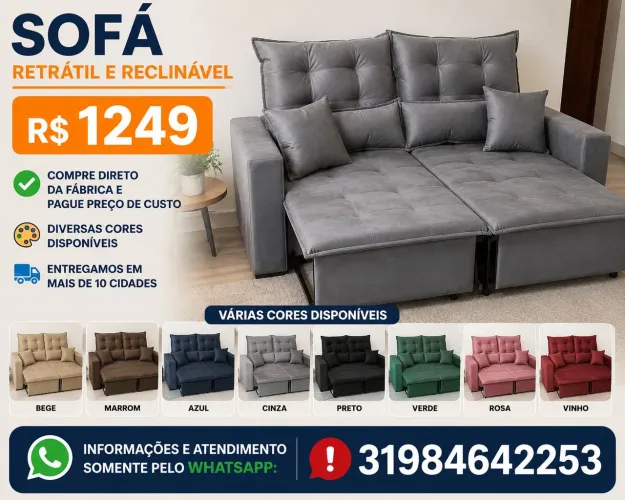 SOFÁ RETRÁTIL E RECLINÁVEL NORUEGA