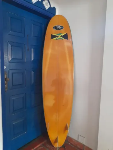 Prancha Brasil Surf 7'3 (Anos 90) Estampa Bandeira da Jamaica - Shape assinado por Botto