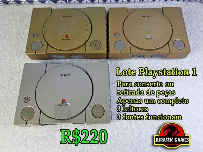 Lote 3 Consoles Playstation 1 Fat com defeito. No estado. PS1 Ler descrição.
