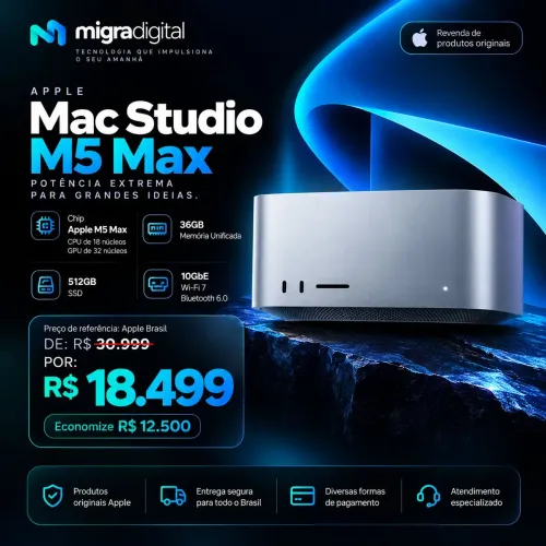 Mac Studio M5 Max - 36gb RAM - 515gb Armazenamento