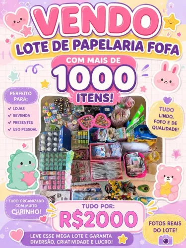 Lote de mercadoria de papelaria fofa