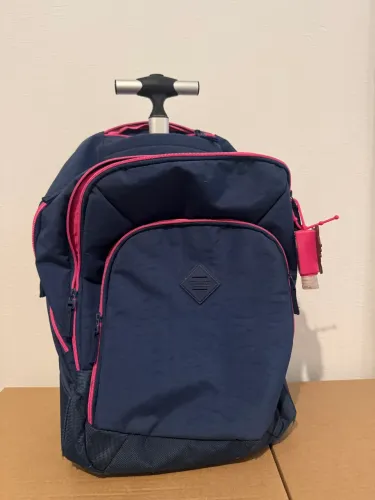 Mochila Carrinho 2 Compartimentos Sestini Rolling Grande Crinkle - Azul Neon