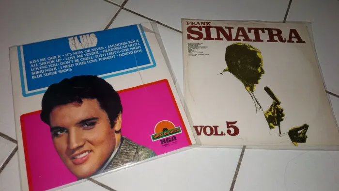 2 discos de vinil antigos Elvis Presley + Frank Sinatra