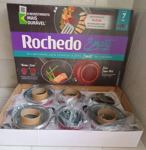 Conjunto de Panelas Rochedo Smart com 7 pessoas verm. (novo na caixa)